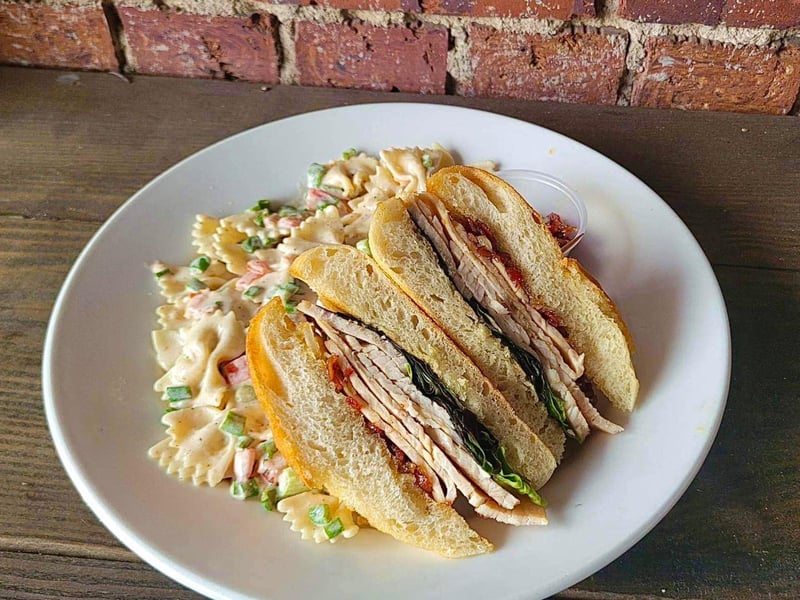 The herb roasted turkey sandwich with pasta salad at Provisions