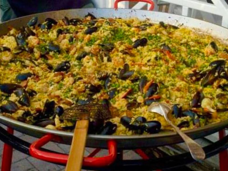 A large pan of paella at Provisions in Port St. Joe, Florida