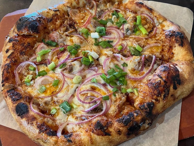 Homemade pizza at Joe Mamas Wood Fired Pizza