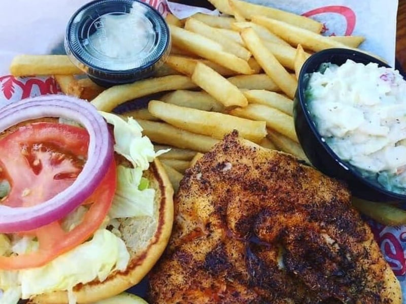 The fish sandwich at AJs Grayton Beach
