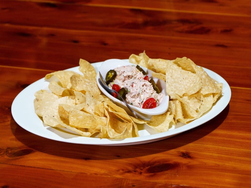 Smoked tuna dips with crispy chips at Bayou Bills Crab House