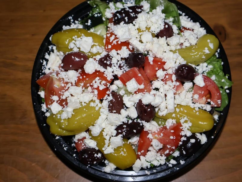 The Greek salad at Brunos Pizza in Watersound, Florida