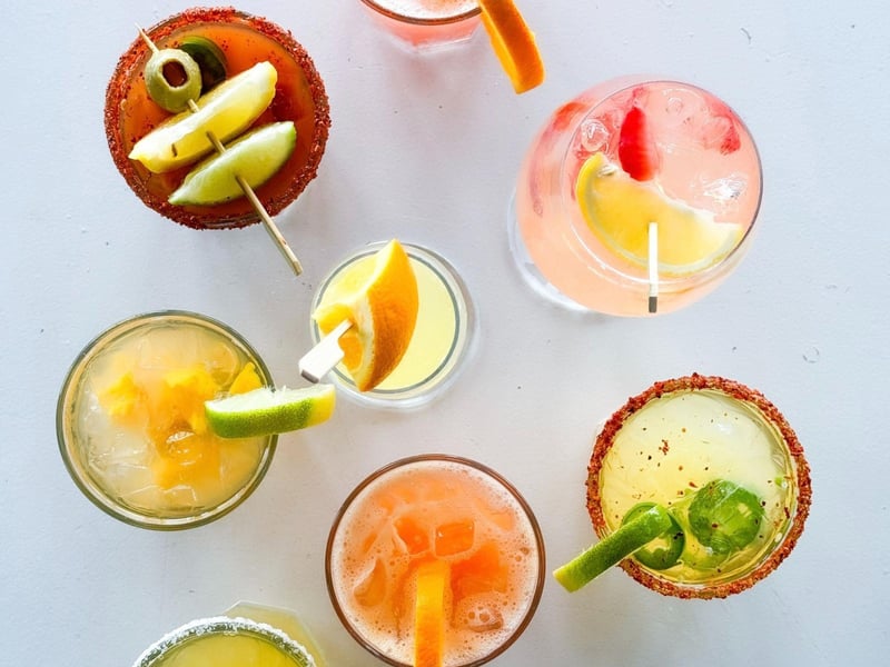 Cocktails on the table at Bud and Alleys Restaurant in Seaside, Florida