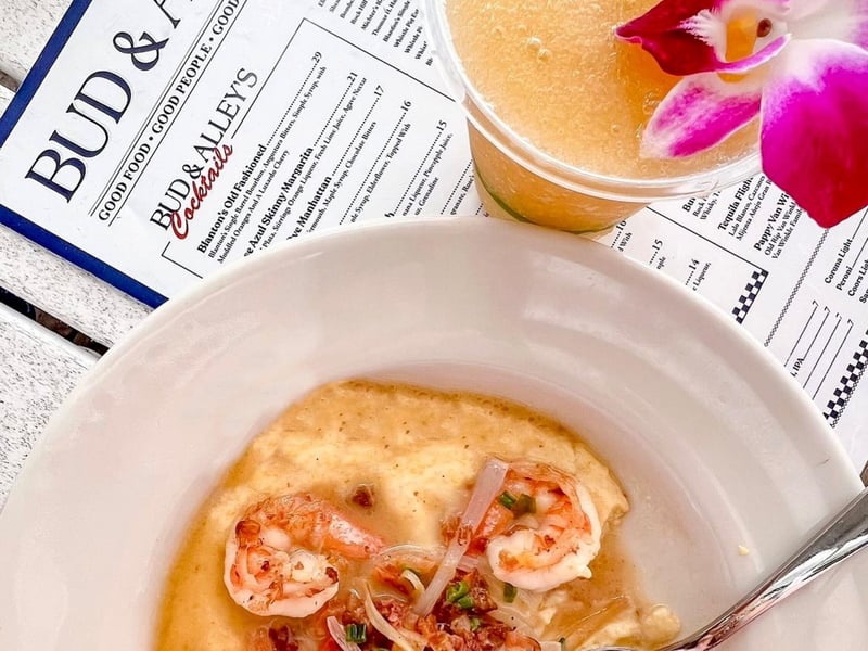 Shrimp and grits at Bud and Alleys Restaurant
