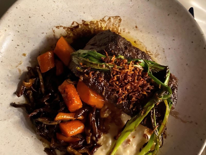 Braised short rib with mashed potatoes and heirloom carrots