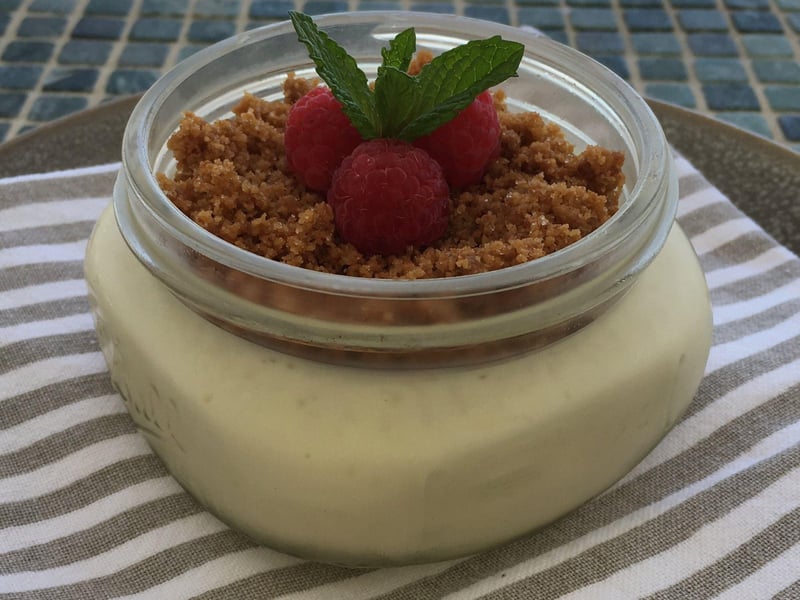 Buttermilk cheesecake with raspberries from Caliza in Alys Beach, Florida