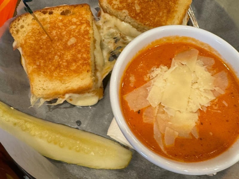 A grilled cheese and tomato soup