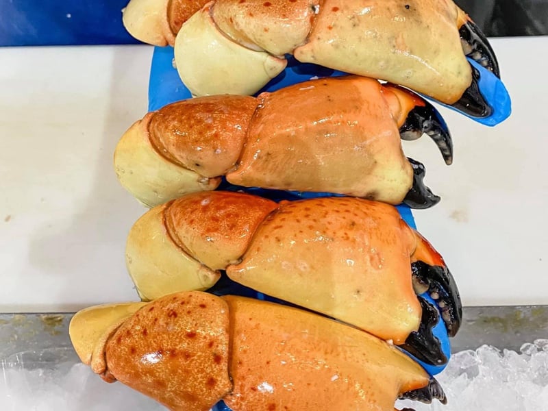 Crab claws at Goatfeathers Market in Santa Rosa Beach, Florida