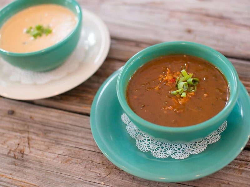 Gumbo and crab or lobster bisque at Hurricane Oyster Bar and Grill