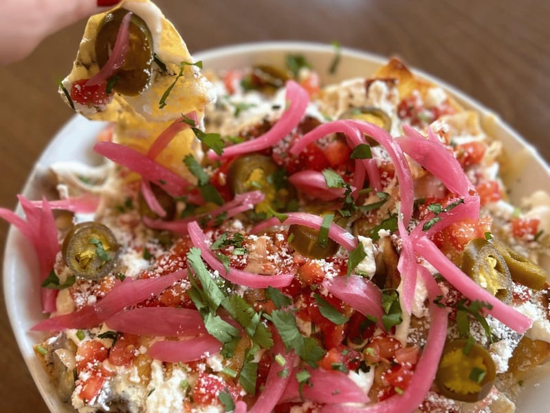 Loaded nachos at La Cocina in Rosemary Beach, Florida