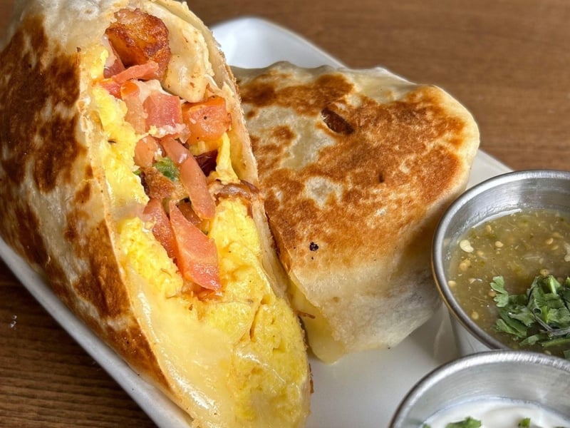 A breakfast burrito at La Cocinas brunch
