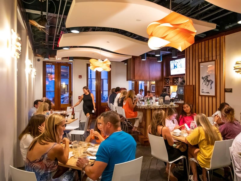 The dining room at La Crema in Rosemary Beach, Florida