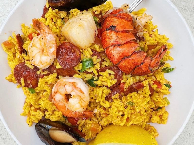 Seafood Paella at La Crema in Rosemary Beach, Florida