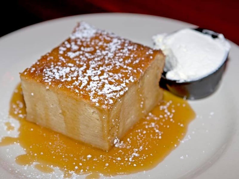 Homemade bread pudding from Louis Louis