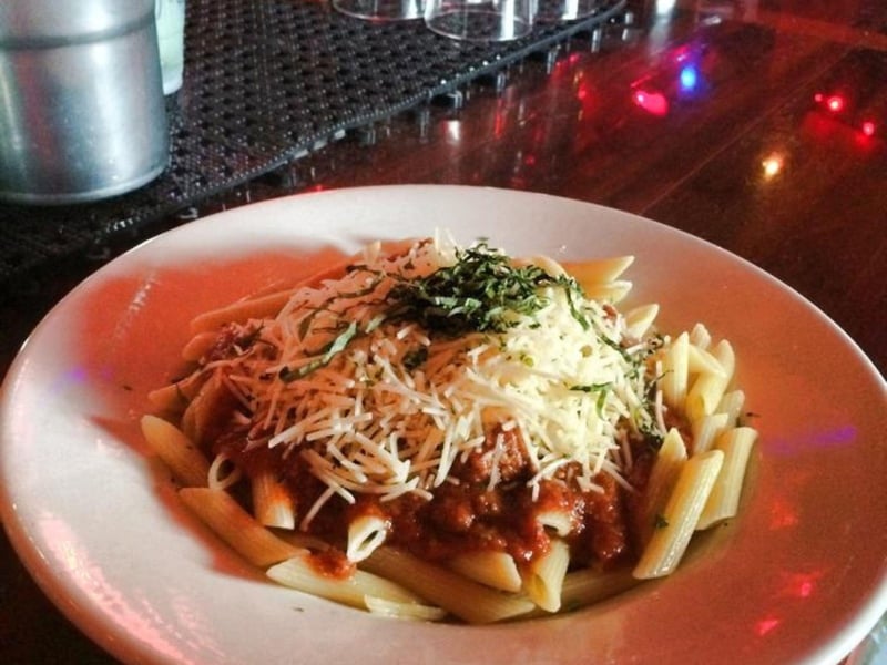 Penne pasta with meatballs from Louis Louis