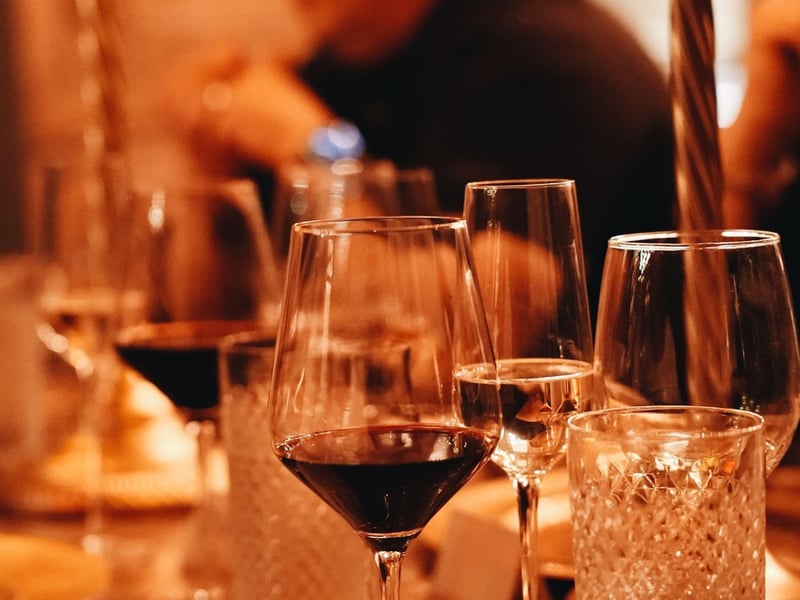 Wine glass on a table at Mimmos Ristorante Italiano on Highway 30A