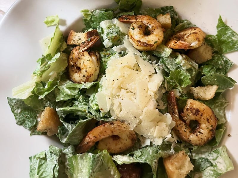 The Caesar salad with shrimp