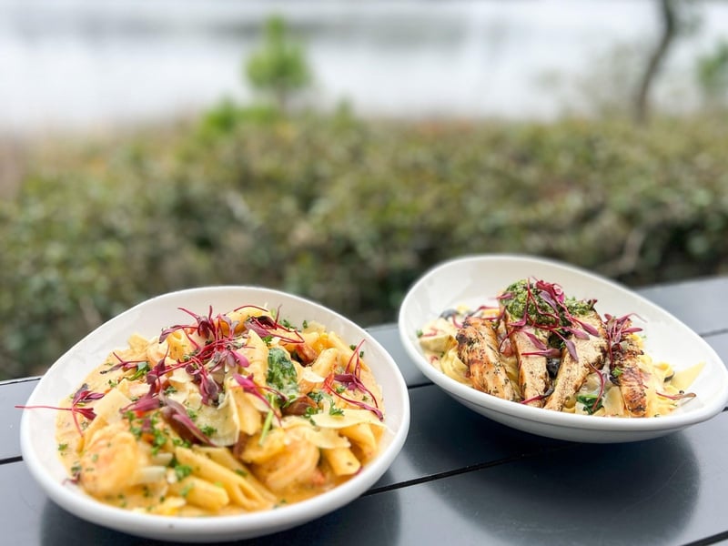 Two pasta entrees at The Old Florida Fish House