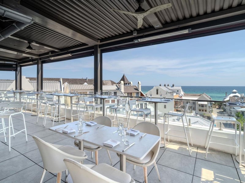 The rooftop patio at Pescado in Rosemary Beach, Florida