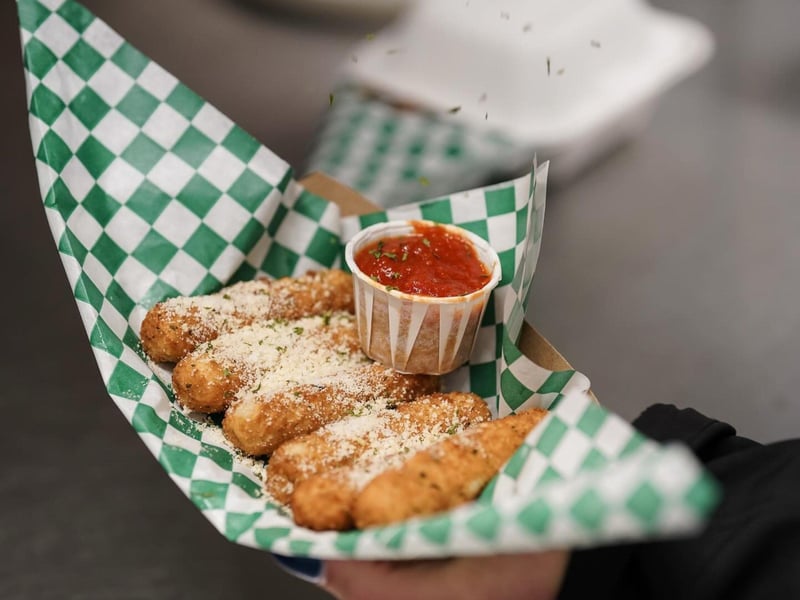 Mozzarella sticks with marinara dipping sauce on Highway 30A