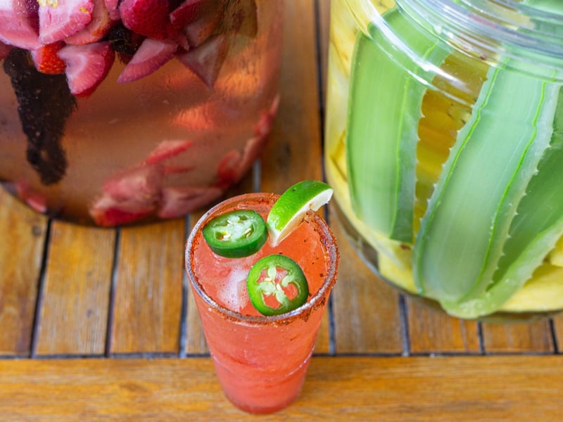 The smoked jalapeno strawberry margarita at Red Fish Taco in Santa Rosa Beach, Florida