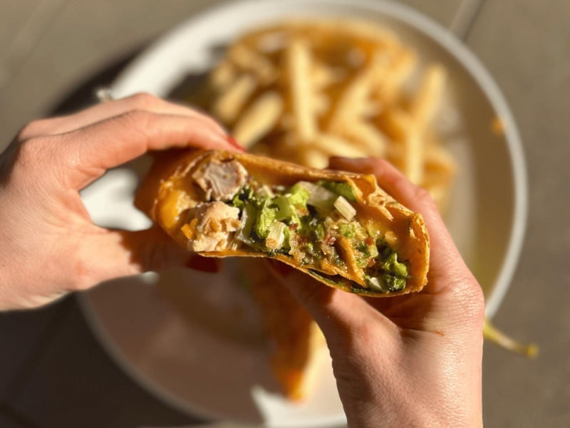 The chicken jalapeno wrap with fries