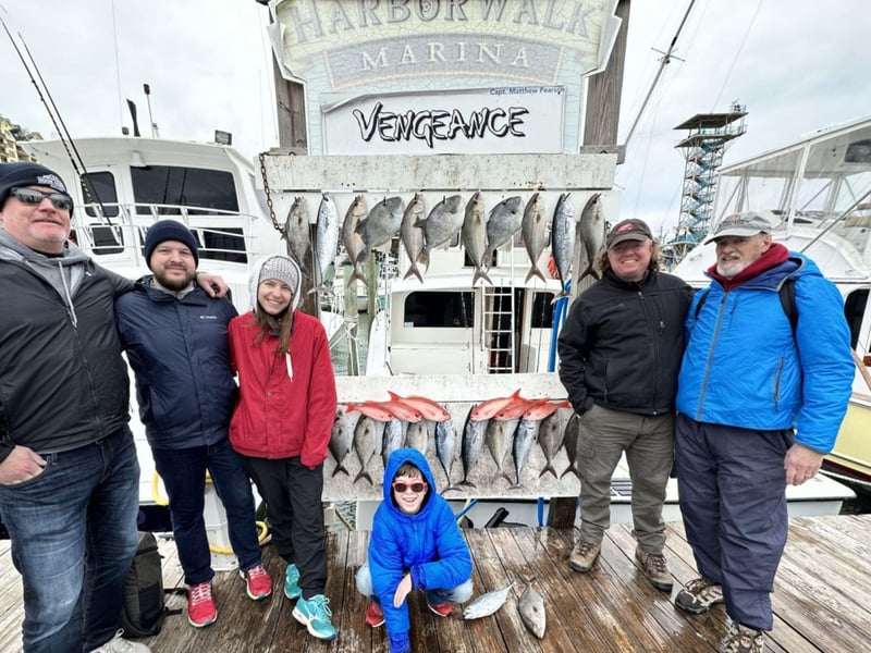 A group at Harborwalk Marina with their catches