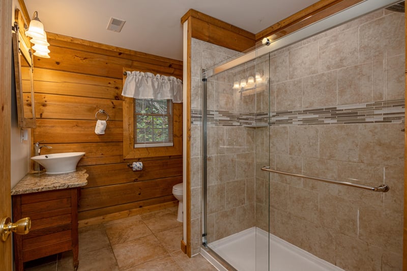 Bathroom with Walkin Shower at Tammys Place At Baskins Creek