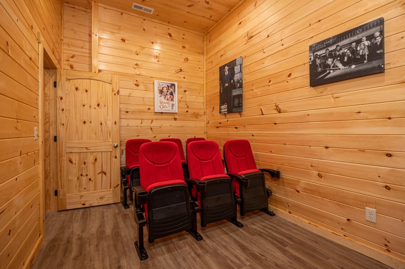 Theater seating at Mountain Pool  Paradise, a 3 bedroom cabin rental located in Pigeon Forge