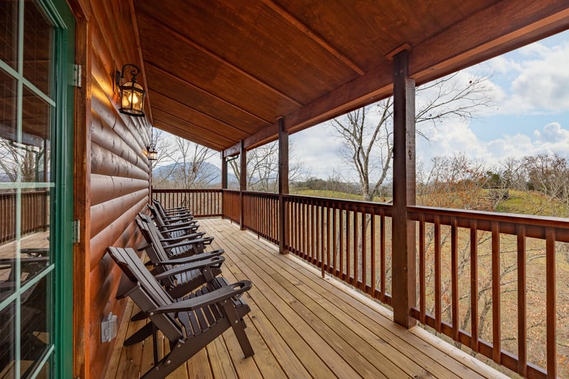 Back deck seating at Mountain Pool  Paradise, a 3 bedroom cabin rental located in Pigeon Forge