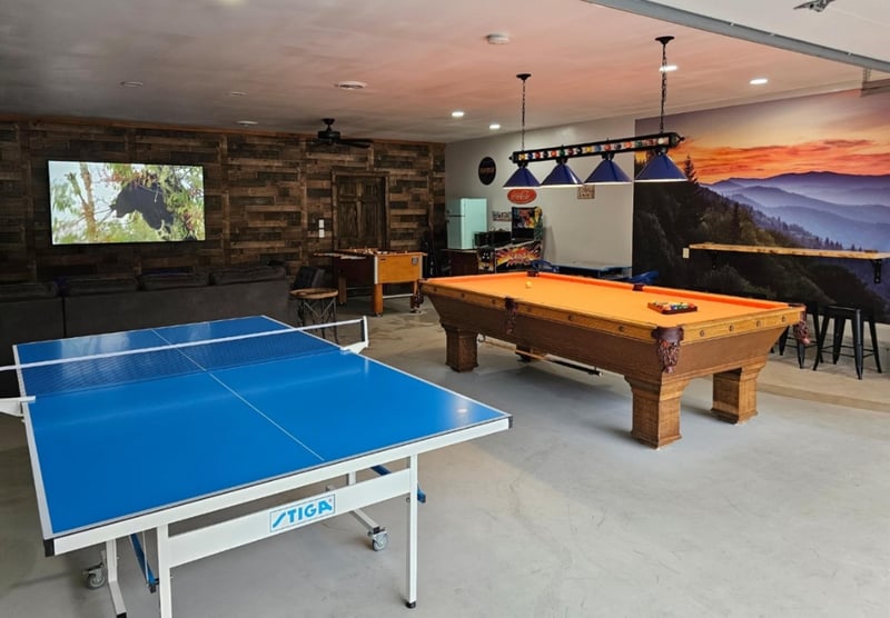 Ping Pong and Pool Table at Moonlit Mountain Lodge