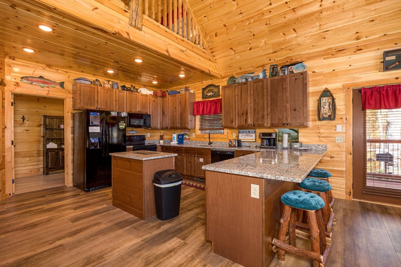 Kitchen With Breakfast Seating at Anglers Ridge