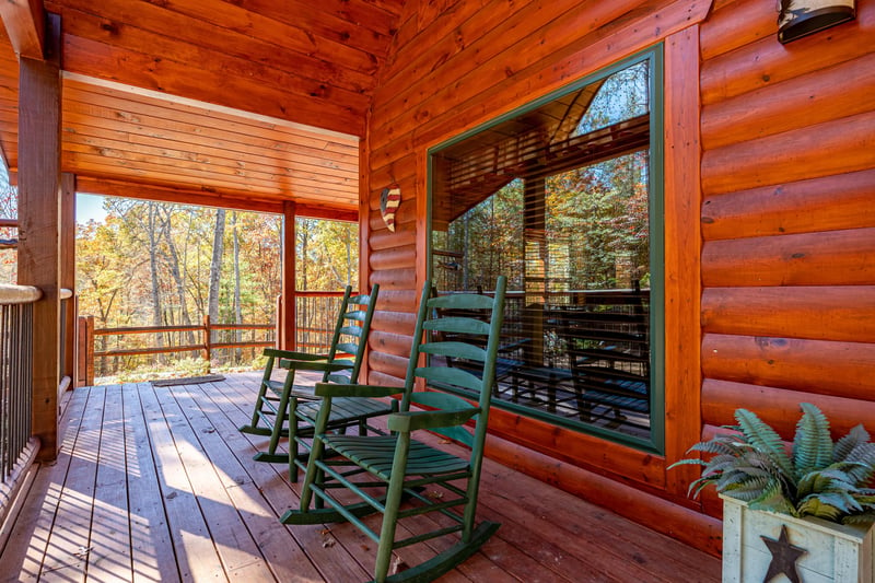 Rocking Chairs on Covered Deck at Anglers Ridge