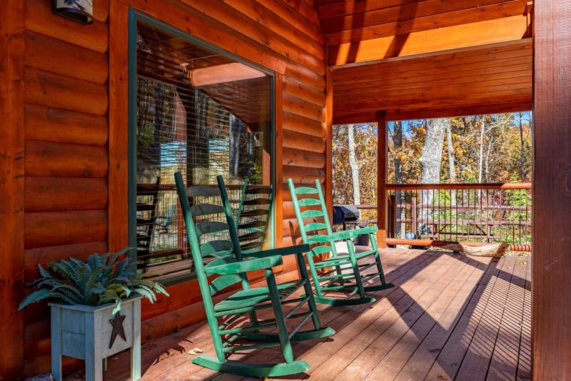 Rocking Chairs on Covered Deck at Anglers Ridge