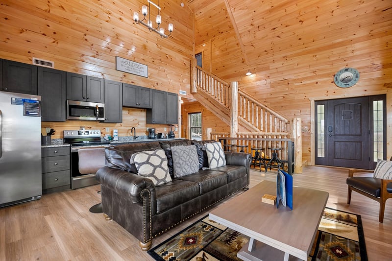 Looking Into Kitchen and Stairwell at Mountain Top Views