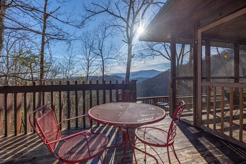 Deck Seating with Mountain View at Mountain Moonshine