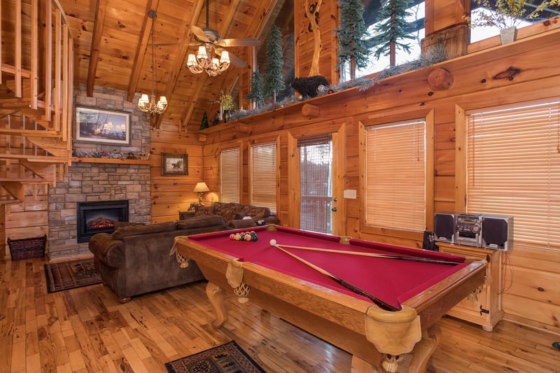 pool table at always  forever a 1 bedroom cabin rental located in pigeon forge