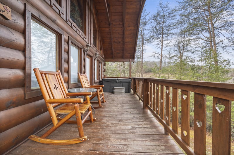 Deck at always  forever a 1 bedroom cabin rental located in pigeon forge