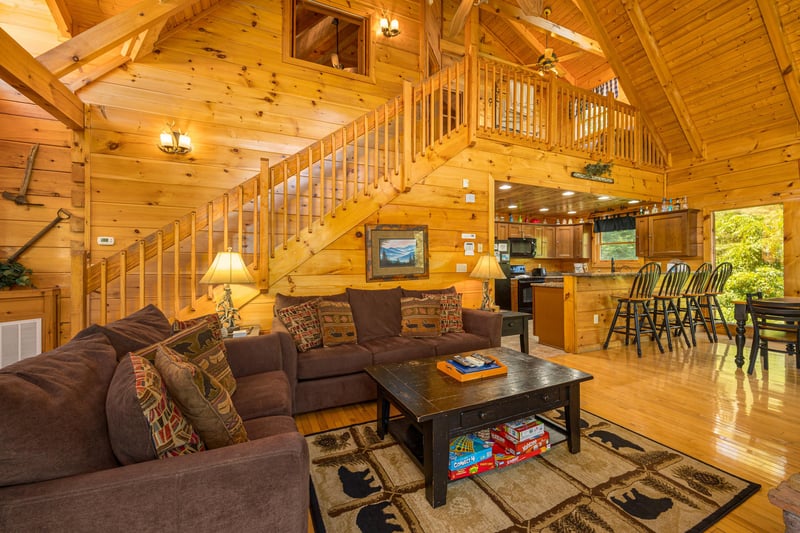 Stairs at Moonbeams  Cabin Dreams, a 3 bedroom cabin rental located in Pigeon Forge