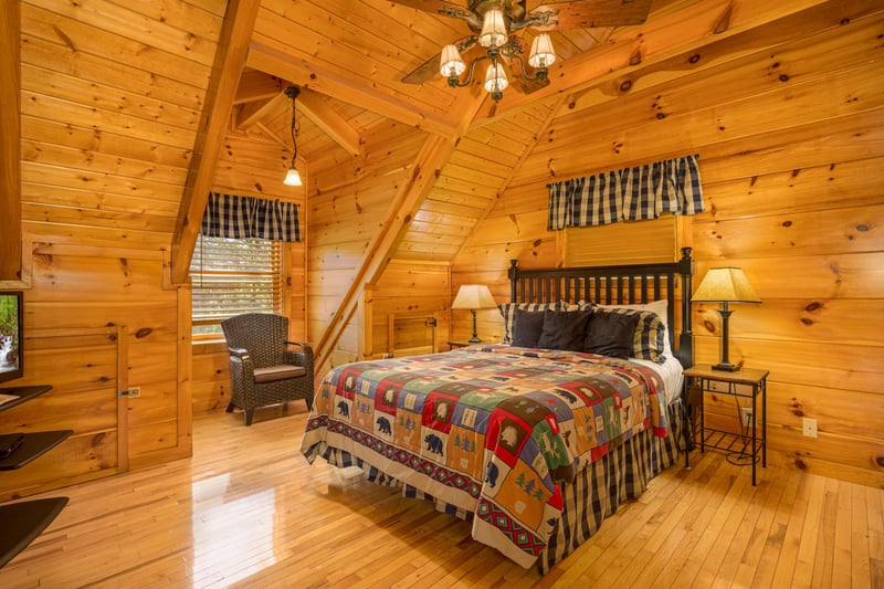 Upstairs bedroom at Moonbeams  Cabin Dreams, a 3 bedroom cabin rental located in Pigeon Forge