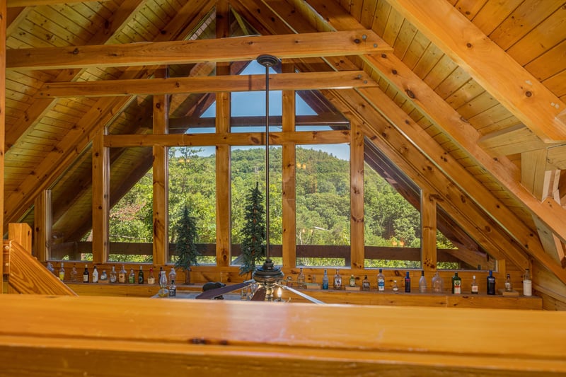 View from the loft at Moonbeams  Cabin Dreams, a 3 bedroom cabin rental located in Pigeon Forge