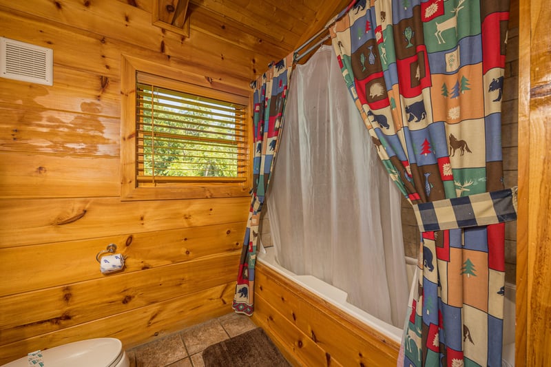 Loft shower at Moonbeams  Cabin Dreams, a 3 bedroom cabin rental located in Pigeon Forge