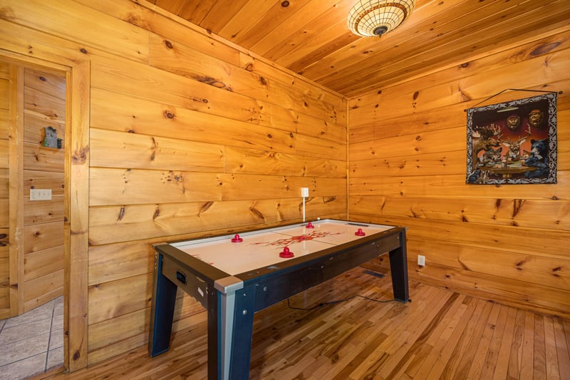 Air Hockey at Moonbeams  Cabin Dreams, a 3 bedroom cabin rental located in Pigeon Forge