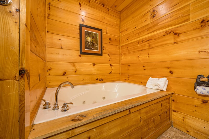 Jacuzzi tub at Moonbeams  Cabin Dreams, a 3 bedroom cabin rental located in Pigeon Forge