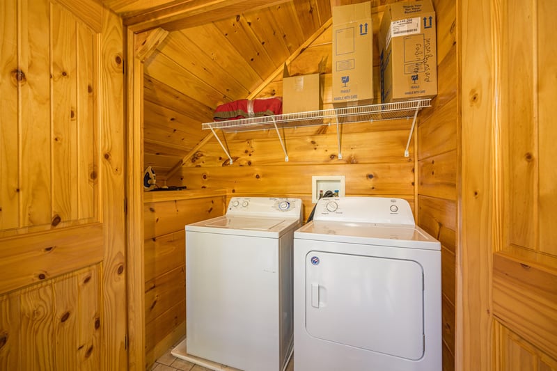 Washer and dryer at Moonbeams  Cabin Dreams, a 3 bedroom cabin rental located in Pigeon Forge