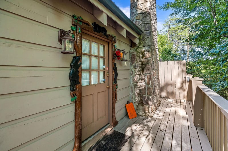 Door and chimney at Cloud 9, a 1 bedroom cabin rental located in Pigeon Forge