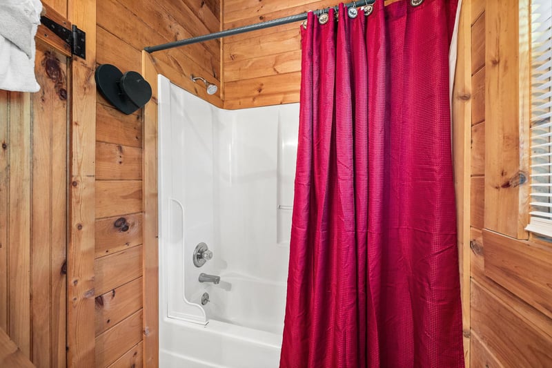 Shower at Cloud 9, a 1 bedroom cabin rental located in Pigeon Forge