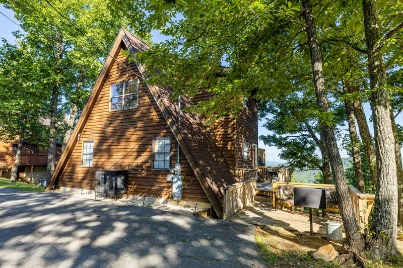 Exterior view with flat parking at Cozy Mountain View, a 1 bedroom cabin rental located in Pigeon Forge