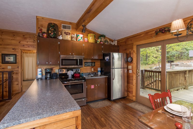 Kitchen with stainless appliances at Birds Eye View, a 2bedroom cabin rental located in Gatlinburg