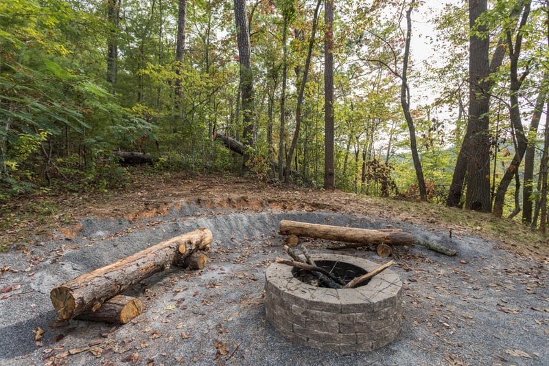 Fire pit at Birds Eye View, a 2bedroom cabin rental located in Gatlinburg